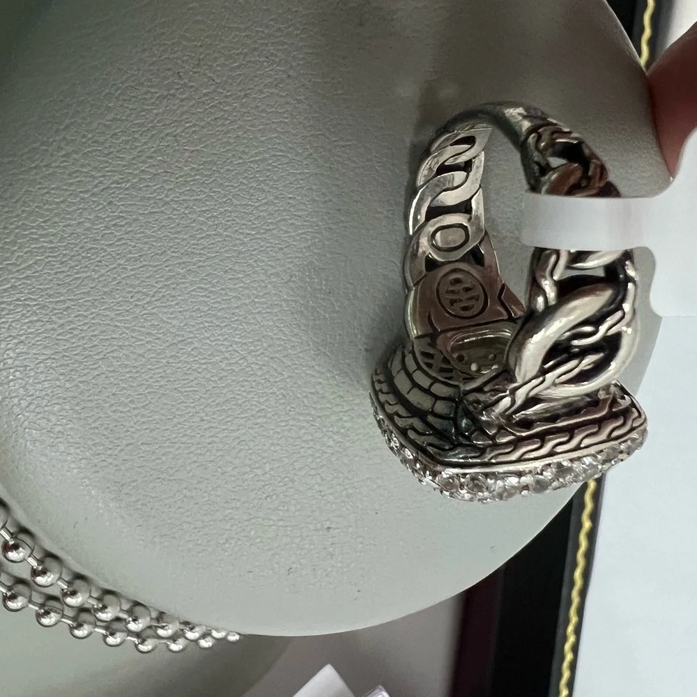 John Hardy Sterling Silver cocktail ring white sapphire